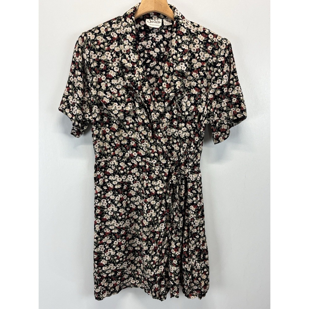 Vtg Sarin New York Floral Skort Romper Sz Medium Women's Wrap Ditsy Grunge 90s
